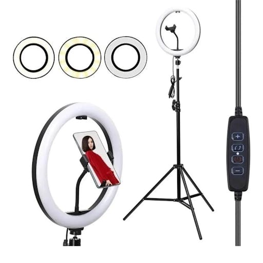 Kit Iluminador Ring Light 12 Polegadas 30 cm Tripé e Dimmer